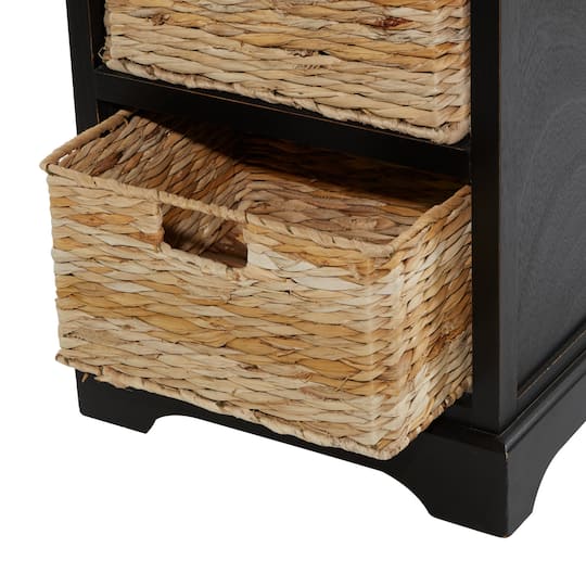 28" Black Farmhouse Wood Storage Cabinet